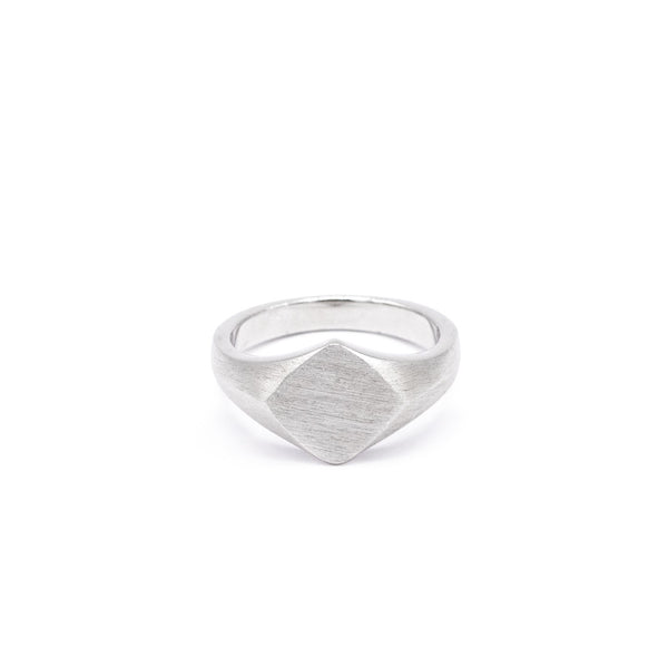 Silver Brushed Rhombus Ring