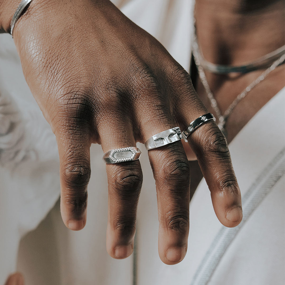 Silver Rope Bevel Ring