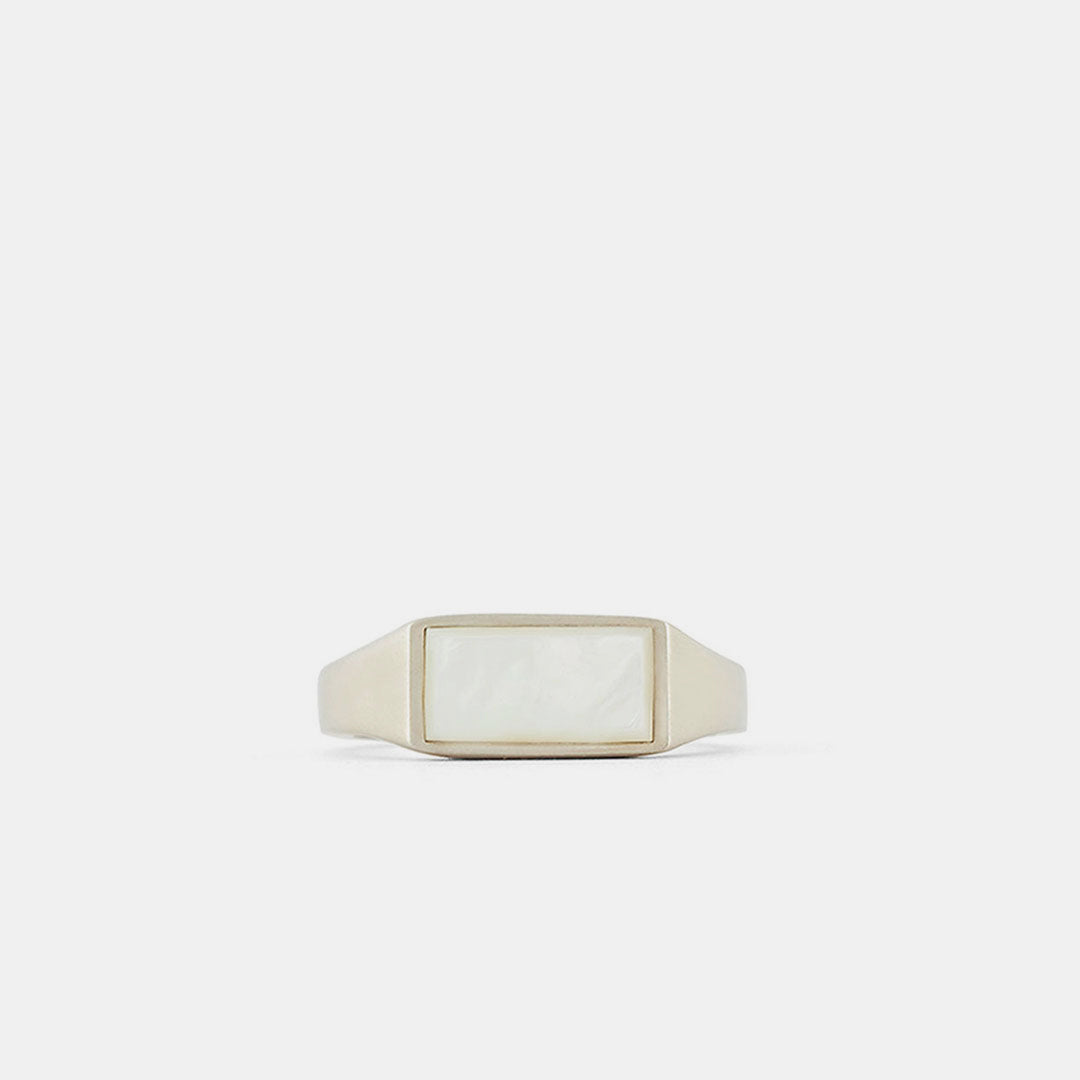 Silver Mother of Pearl Rectangle Ring