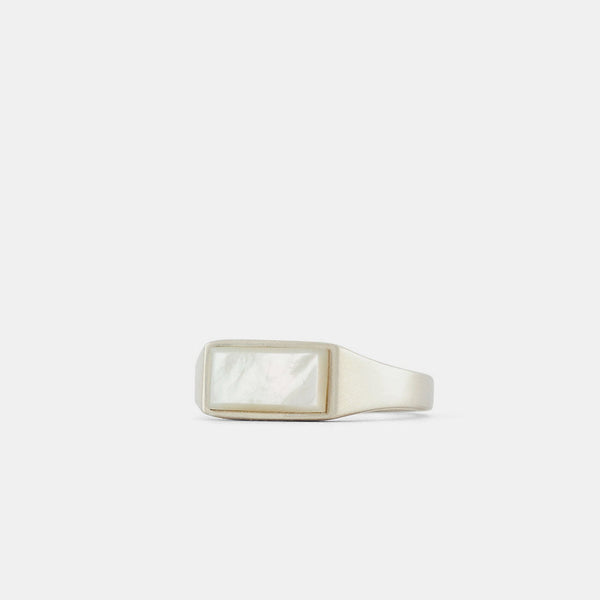 Silver Mother of Pearl Rectangle Ring