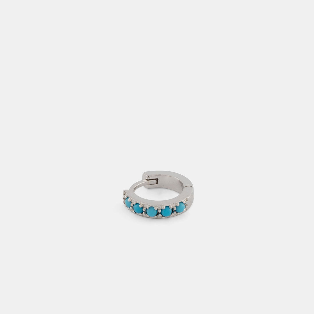 Silver Turquoise Hoop Earring