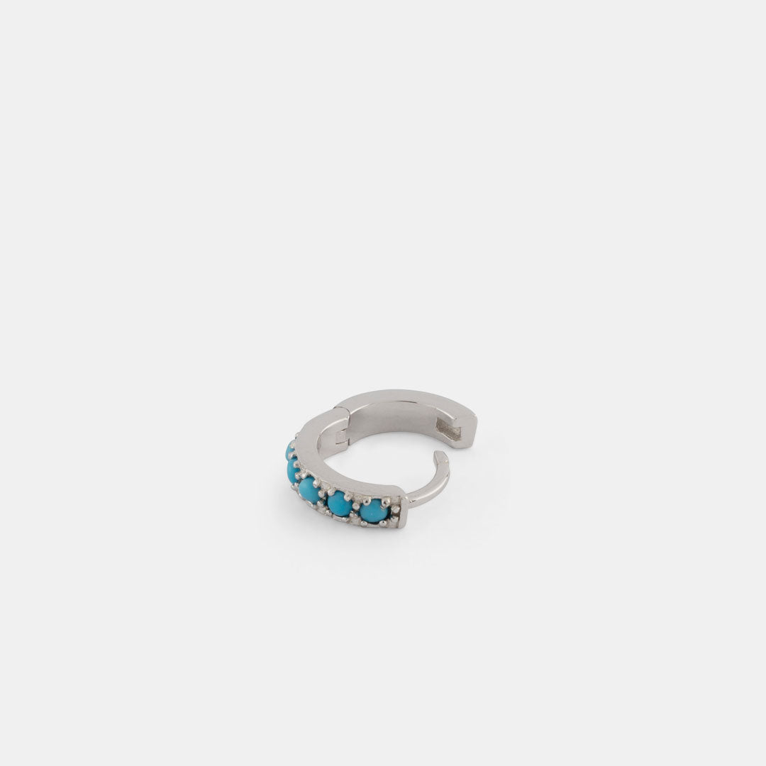 Silver Turquoise Hoop Earring