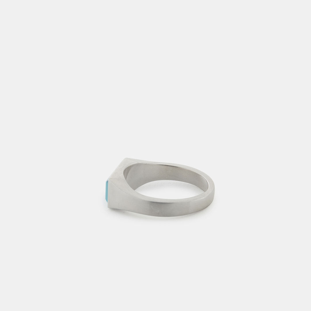 Silver Rectangle Turquoise Ring