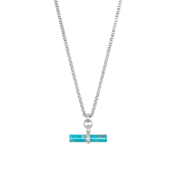 Silver Turquoise T-Bar Necklace