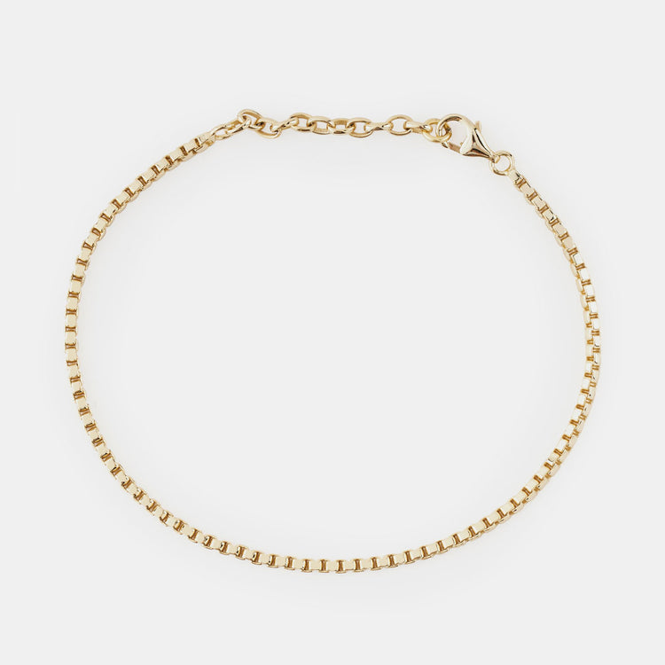 Gold Plated Silver Box Chain Bracelet