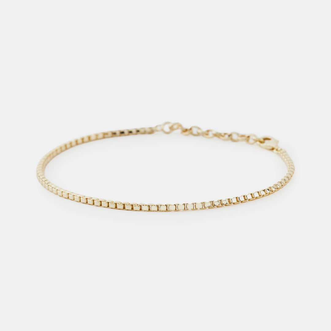 Gold Plated Silver Box Chain Bracelet