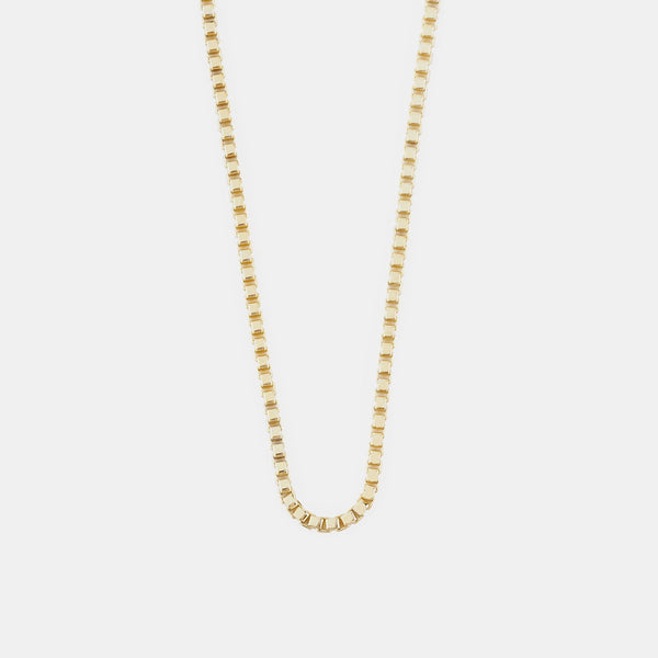 Gold Plated Silver Box Chain Necklace