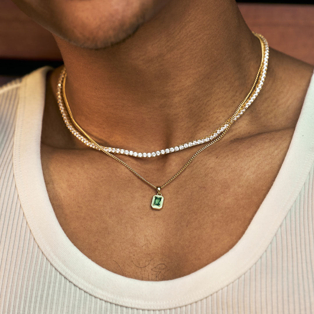 Gold Plated Silver Green Blush Necklace - Limited Edition - Serge DeNimes