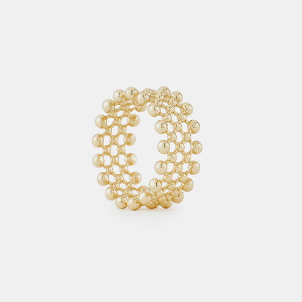 Gold Plated Silver Molecule Ring