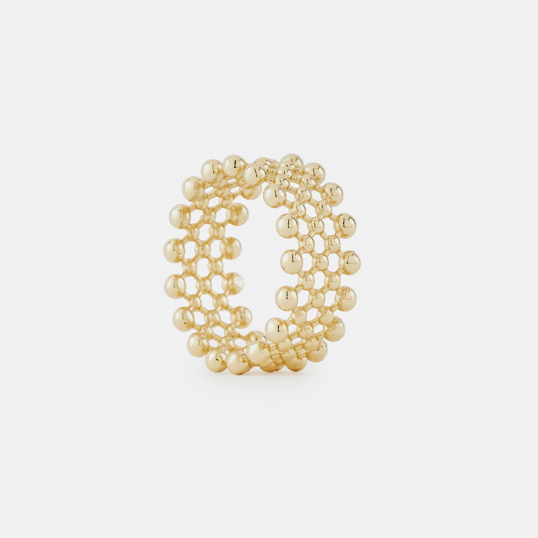 Gold Plated Silver Molecule Ring