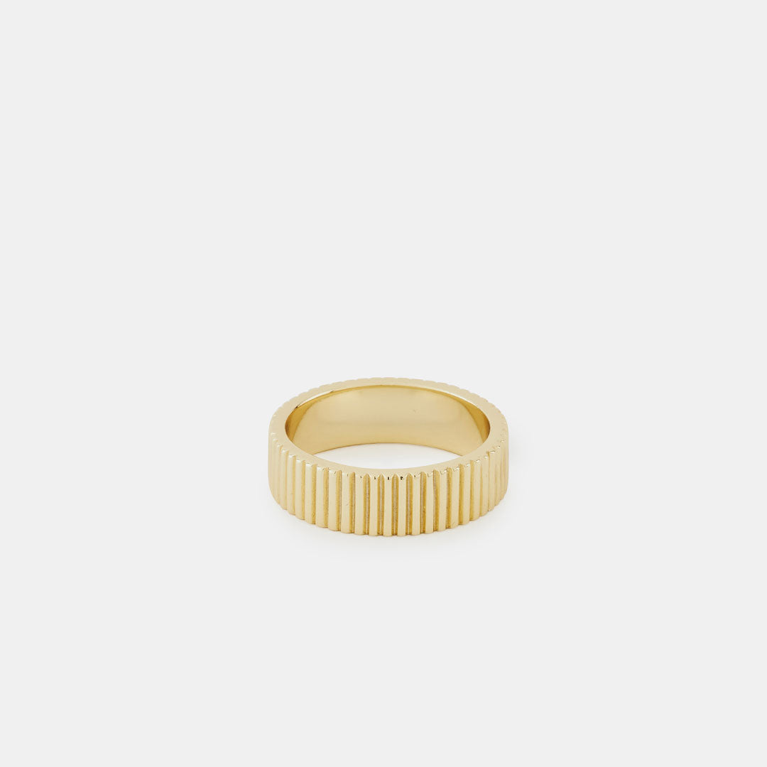 Gold Plated Silver Ridge Band Ring