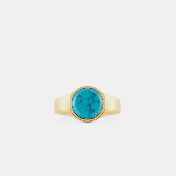 Gold Round Turquoise Ring