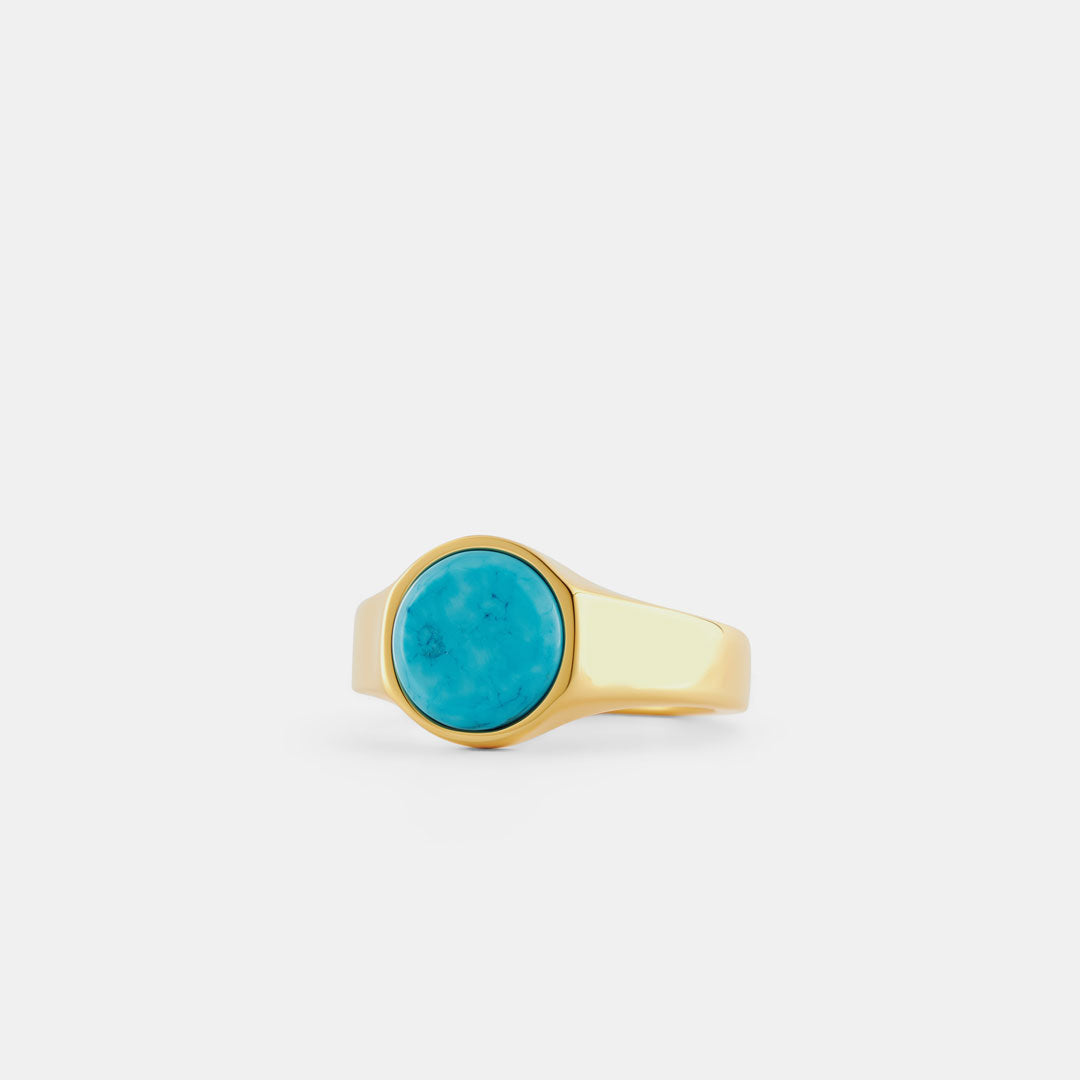 Gold Round Turquoise Ring