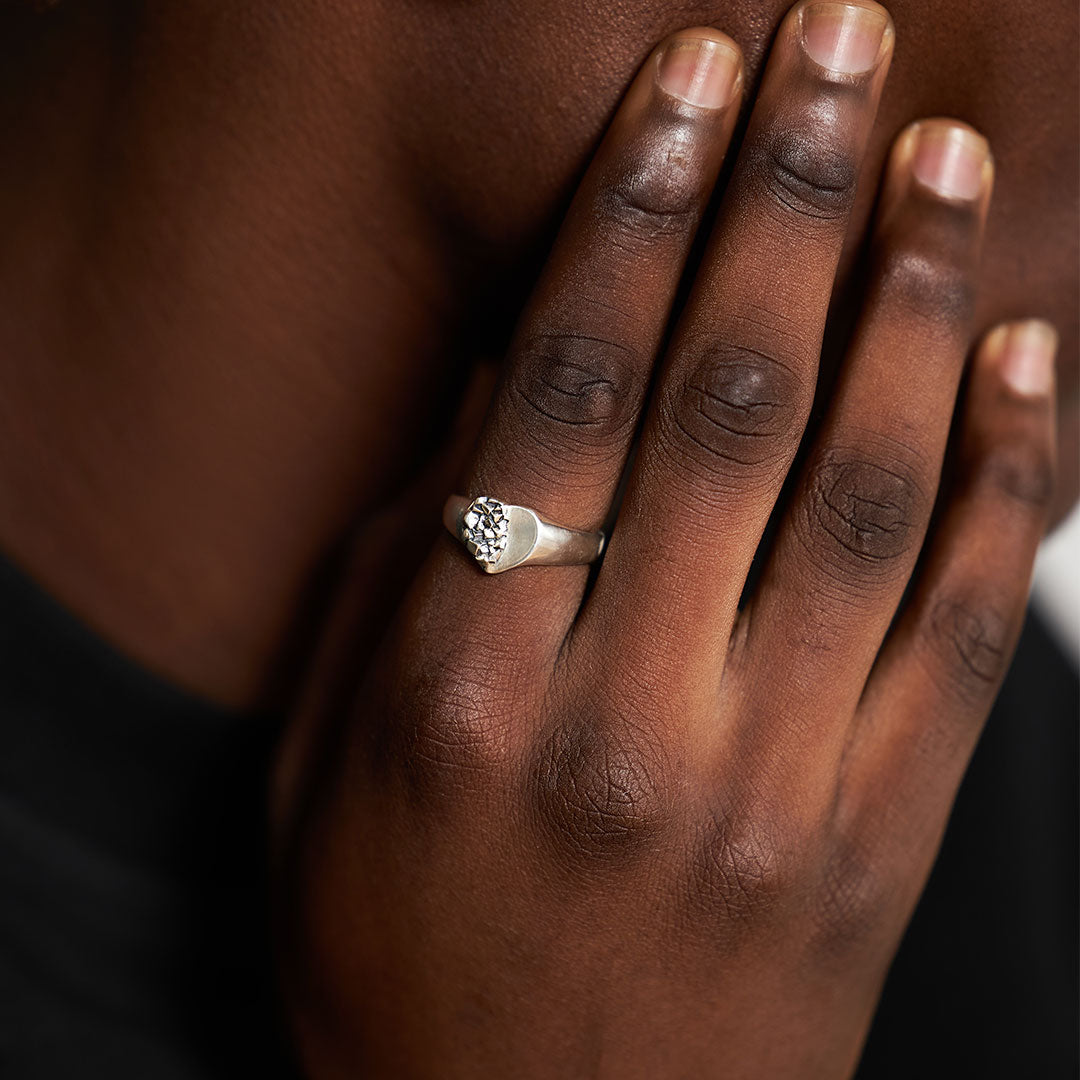 Silver Cubic Heart Ring