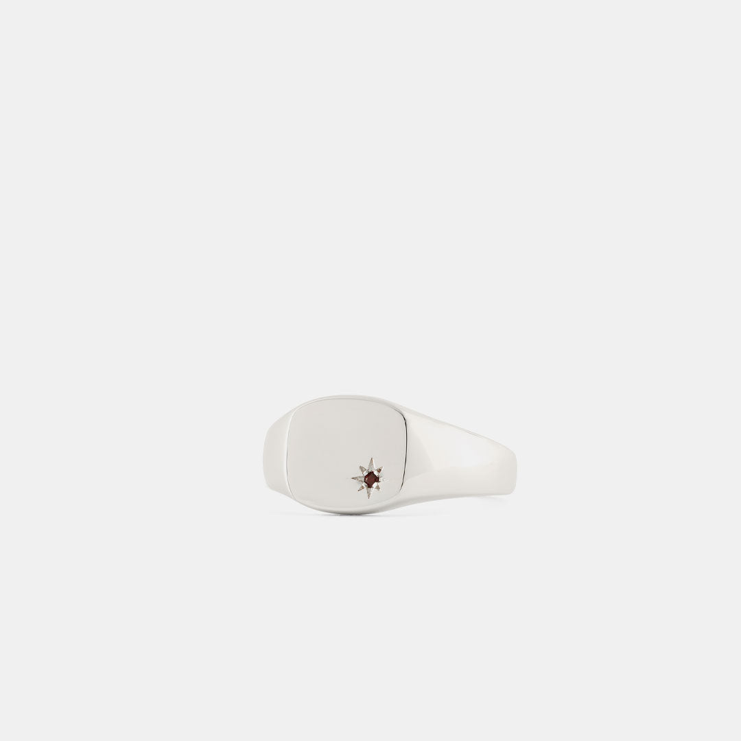 Silver Garnet Birthstone Ring