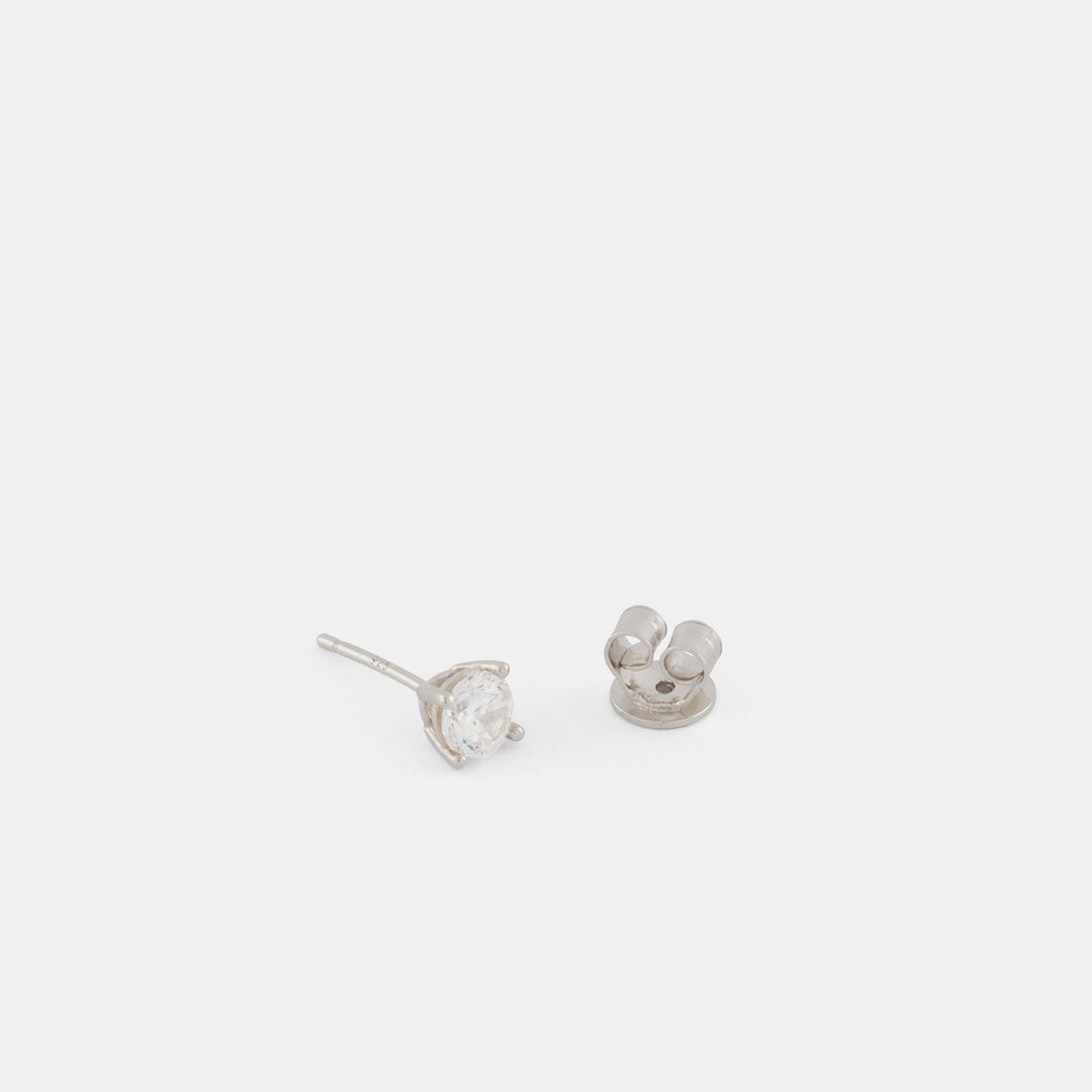 Silver Gem Stud Earring