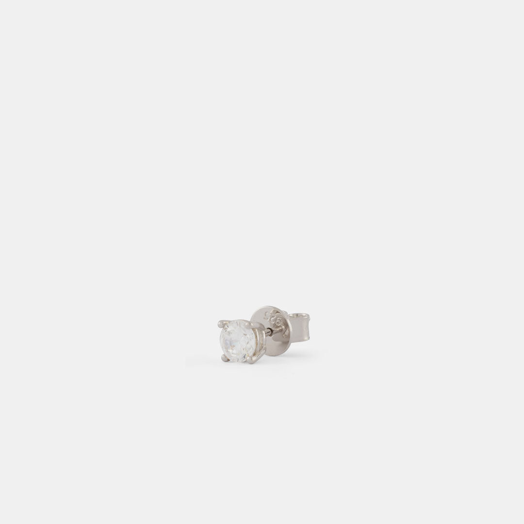 Silver Gem Stud Earring