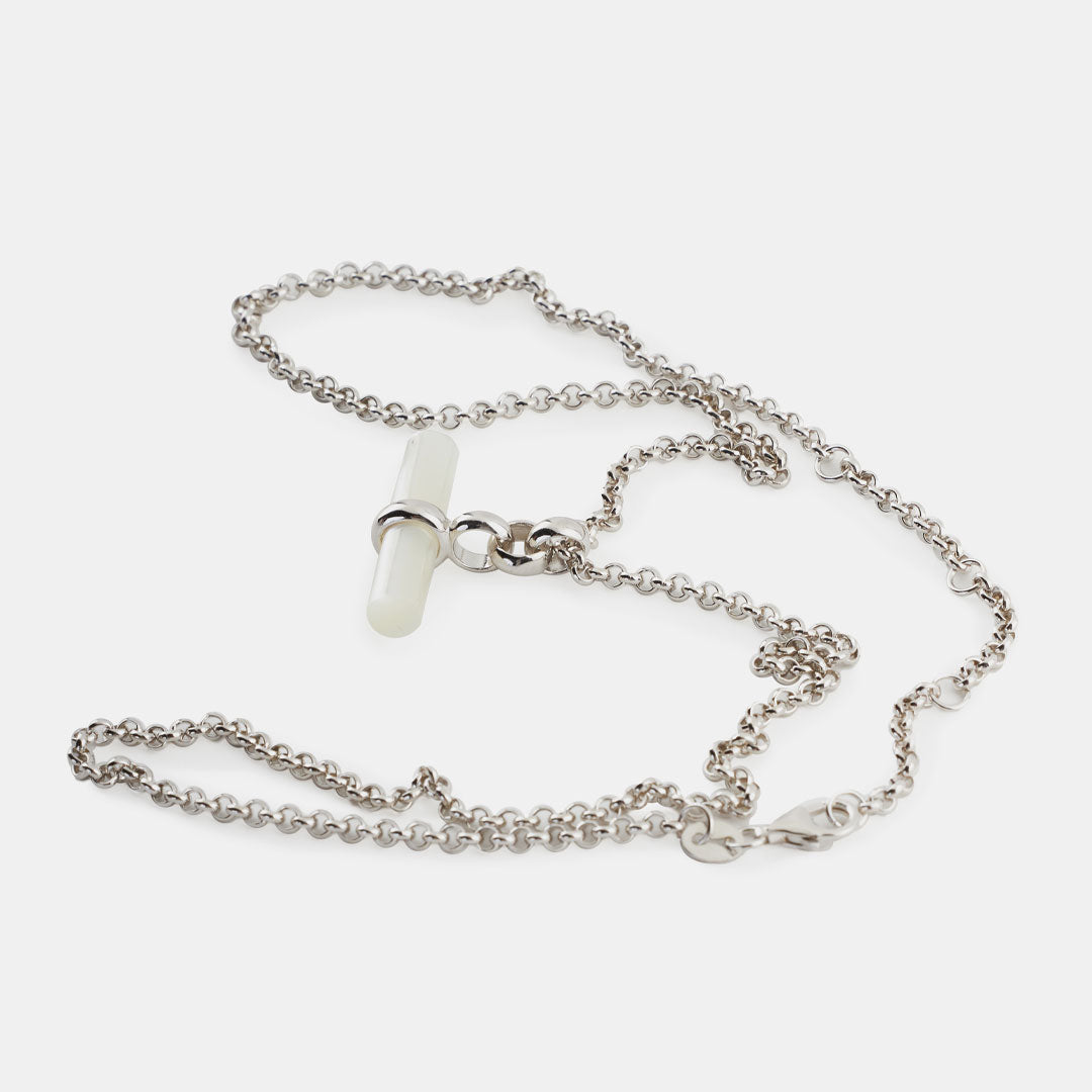 Silver Mother of Pearl T-Bar Necklace