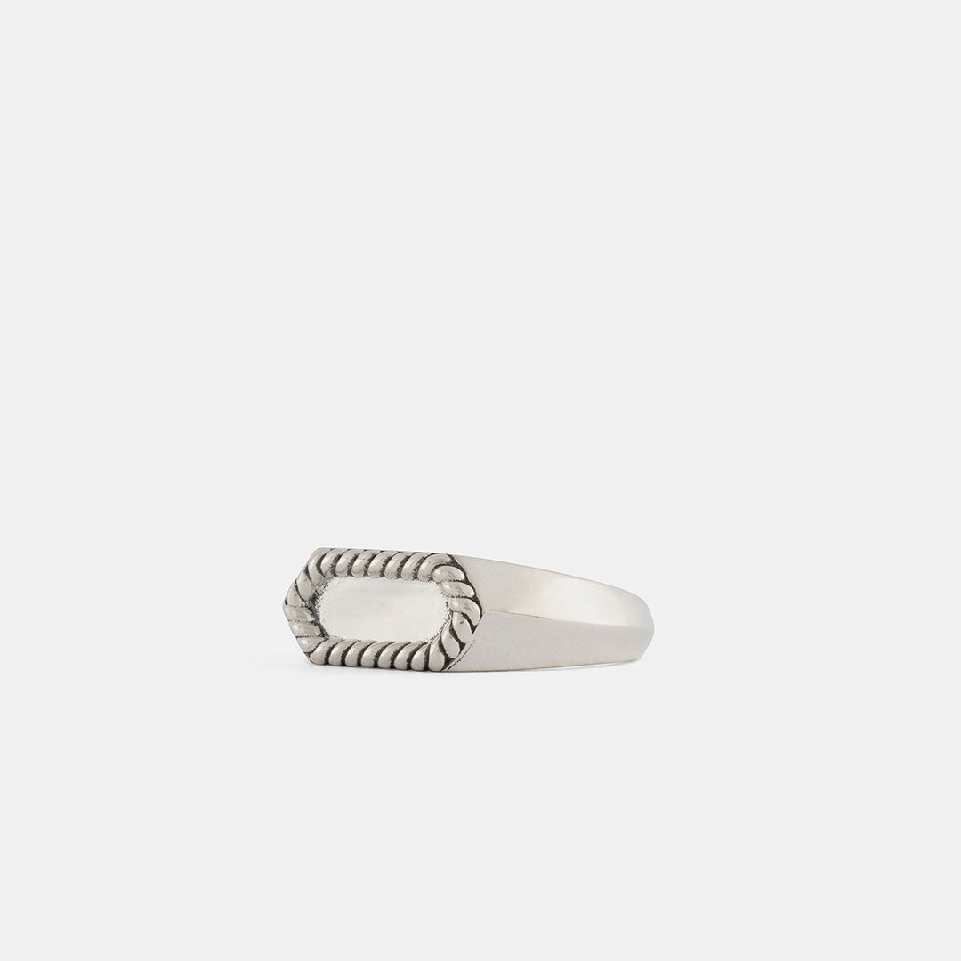 Silver Rope Bevel Ring