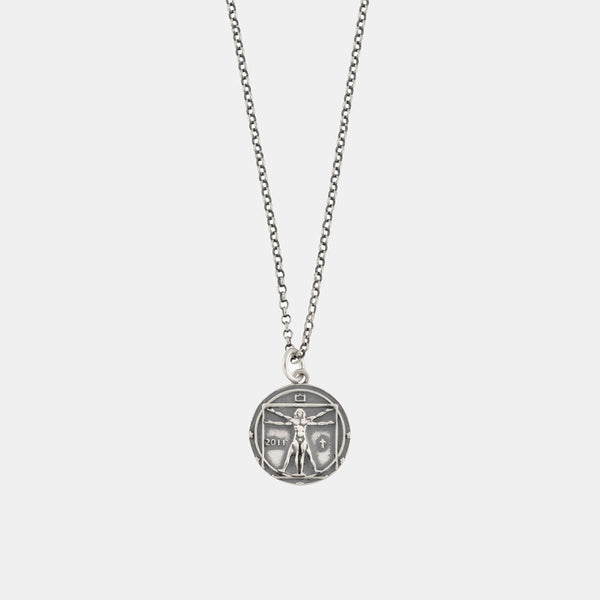 Silver Vitruvian Man Necklace